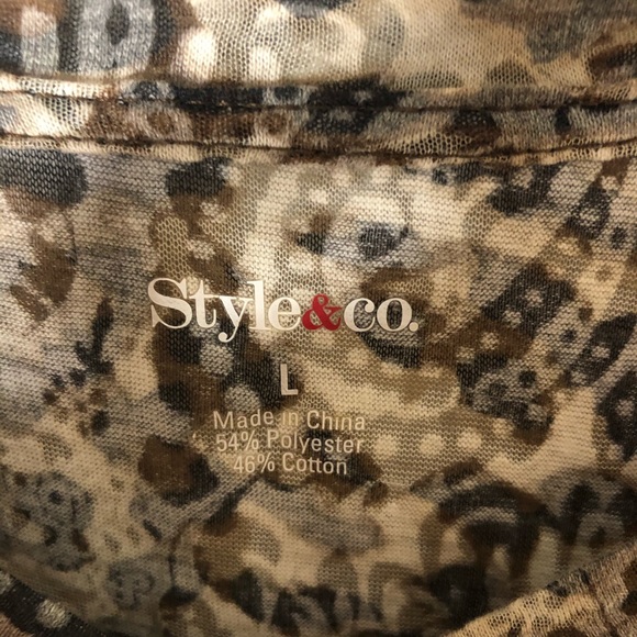 Style&Co, brown Paisley Thin long sleeve blouse - Picture 2 of 2